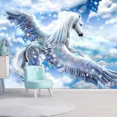 Artgeist Fotobehang – Behangpapier - Fotobehang - Pegasus (Blue) 100x70 -