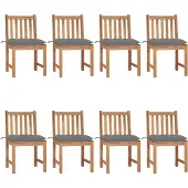 vidaXL Tuinstoelen 8 st met kussens massief teakhout