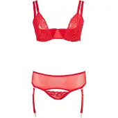Cottelli Plus Size - veelzijdige lingerieset duo (rood) - 90D/XL