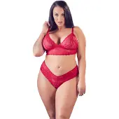 Cottelli collection Cottelli Plus Size – Lingerie Set met Open String voor Uitstraling vol Passie – Maat 3XL – Rood