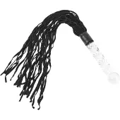 Icicles No. 38 - zweep van leer en glazen dildo - transparant zwart