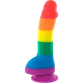OEM Pride Dildo - Silicone Rainbow Pride Dildo Met Ballen