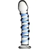 Icicles No. 5 - glazen dildo - spiraal - transparant/blauw