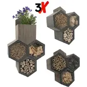 Garden Spirit Insectenhotel Set, 3-delig – Bijenhotel, honingraatvorm, nestkast voor tuin en balkon