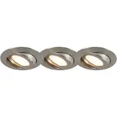 QAZQA Set van 3 inbouwspots staal incl. LED IP44 - Relax LED
