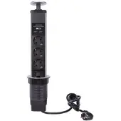 Perel Pop-Up Stekkerblok Met 3 Stopcontacten - 2 X Usb - Randaarde