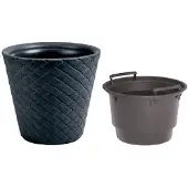 Prosperplast Kunststof Matuba rotan bloempot/plantenpot antraciet 50 cm inclusief binnenpot - Plantenpotten