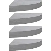 vidaXL Hoekwandschappen 4 st 25x25x3,8 cm MDF betongrijs