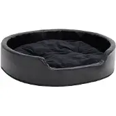 vidaXL Hondenmand 79x70x19 cm pluche en kunstleer zwart