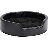 vidaXL Hondenmand 69x59x19 cm pluche en kunstleer zwart