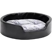 vidaXL Hondenmand 69x59x19 cm pluche en kunstleer zwart en grijs