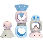 Moluk BUILDING GENIUS / SET Pastel kleuren: 9pcs mix van HIX, MOX & OIBO, in siliconen rubber, in doos 19.5x19.9x6.8cm, 2+