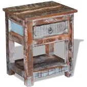 vidaXL Bijzettafel met lade 43x33x51 cm massief gerecycled hout