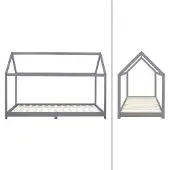 ML-Design Kinderbedframe Cynthia | hout grijs 98x206x141 cm kinderbedden | NADUVI