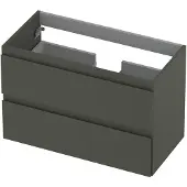 Ink Onderkast 80x40cm - Greeploos - 2 Lades - Mat Beton Groen - Badkamermeubels, Wastafelonderkasten - 8718835095901