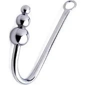 XR Brands – RVS Anaal Haak met O-ring en Oplopende Anale Kralen – 40 cm – Zilver