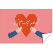 PosterMonkey Poster Sterkte - Quotes - Roze - Hand - 90x60 cm