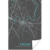 PosterMonkey Poster Stadskaart – Grijs - Kaart – Thuin – België – Plattegrond - 20x30 cm
