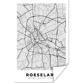 PosterMonkey Poster Stadskaart – Plattegrond – België – Zwart Wit – Roeselare – Kaart - 20x30 cm