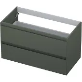 Ink Onderkast 90x45cm - Greeploos - 2 Lades - Mat Beton Groen - Badkamermeubels, Wastafelonderkasten - 8718835076146