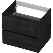 Ink Onderkast 60x45cm - Greeploos - 2 Lades - Houtskool Eiken - Badkamermeubels, Wastafelonderkasten - 8718835043261