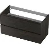 Ink Onderkast 100x45cm - Greeploos - 2 Lades - Intens Eiken - Badkamermeubels, Wastafelonderkasten - 8718835078683