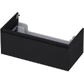 Ink Onderkast 90x45cm - Greeploos - 1 Lade - Mat Zwart - Badkamermeubels, Wastafelonderkasten - 8718835043032
