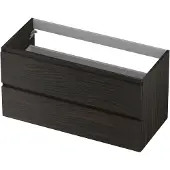 Ink Onderkast 100x40cm - Greeploos - 2 Lades - Intens Eiken - Badkamermeubels, Wastafelonderkasten - 8718835078508