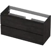 Ink Onderkast 100x40cm - Greeploos - 2 Lades - Houtskool Eiken - Badkamermeubels, Wastafelonderkasten - 8718835043582