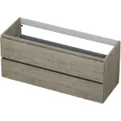 Ink Onderkast 120x45cm - Greeploos - 2 Lades - Greige Eiken - Badkamermeubels, Wastafelonderkasten - 8718835043476