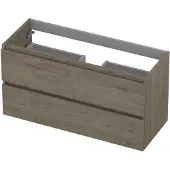 Ink Onderkast 100x40cm - Greeploos - 2 Lades - Greige Eiken - Badkamermeubels, Wastafelonderkasten - 8718835043599