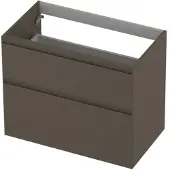 Ink Onderkast 80x45cm - Greeploos - 2 Lades Asymmetrisch - Mat Taupe - Badkamermeubels, Wastafelonderkasten - 8718835128081