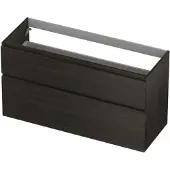 Ink Onderkast 120x45cm - Greeploos - 2 Lades Asymmetrisch - Intens Eiken - Badkamermeubels, Wastafelonderkasten - 8718835128746