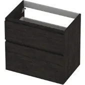 Ink Onderkast 70x45cm - Greeploos - 2 Lades Asymmetrisch - Houtskool Eiken - Badkamermeubels, Wastafelonderkasten - 8718835128456
