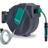 Vonroc Automatische slanghaspel – Incl. 25m tuinslang, spuitstuk en koppelingen