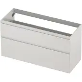 Ink Onderkast 120x45cm - Greeploos - 2 Lades Asymmetrisch - Hoogglans Wit - Badkamermeubels, Wastafelonderkasten - 8718835128272