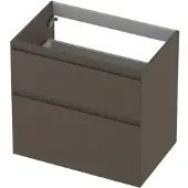 Ink Onderkast 70x45cm - Greeploos - 2 Lades Asymmetrisch - Mat Taupe - Badkamermeubels, Wastafelonderkasten - 8718835128012