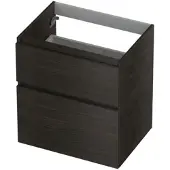 Ink Onderkast 60x45cm - Greeploos - 2 Lades Asymmetrisch - Intens Eiken - Badkamermeubels, Wastafelonderkasten - 8718835128340