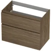 Ink Onderkast 80x45cm - Greeploos - 2 Lades Asymmetrisch - Zuiver Eiken - Badkamermeubels, Wastafelonderkasten - 8718835128494