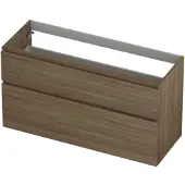 Ink Onderkast 120x45cm - Greeploos - 2 Lades Asymmetrisch - Zuiver Eiken - Badkamermeubels, Wastafelonderkasten - 8718835128739