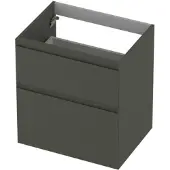 Ink Onderkast 60x45cm - Greeploos - 2 Lades Asymmetrisch - Mat Beton Groen - Badkamermeubels, Wastafelonderkasten - 8718835127961
