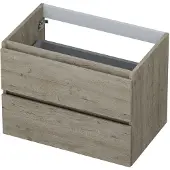 Ink Onderkast 70x45cm - Greeploos - 2 Lades - Greige Eiken - Badkamermeubels, Wastafelonderkasten - 8718835043315