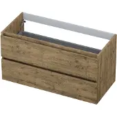 Ink Onderkast 100x45cm - Greeploos - 2 Lades - Naturel Eiken - Badkamermeubels, Wastafelonderkasten - 8718835043407