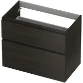 Ink Onderkast 80x45cm - Greeploos - 2 Lades Asymmetrisch - Intens Eiken - Badkamermeubels, Wastafelonderkasten - 8718835128500