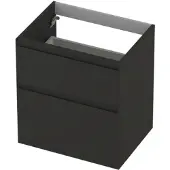 Ink Onderkast 60x45cm - Greeploos - 2 Lades Asymmetrisch - Mat Antraciet - Badkamermeubels, Wastafelonderkasten - 8718835127916