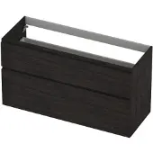 Ink Onderkast 120x45cm - Greeploos - 2 Lades Asymmetrisch - Houtskool Eiken - Badkamermeubels, Wastafelonderkasten - 8718835128777