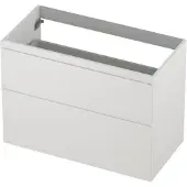 Ink Onderkast 90x45cm - Greeploos - 2 Lades Asymmetrisch - Mat Wit - Badkamermeubels, Wastafelonderkasten - 8718835128111