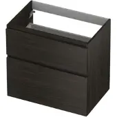 Ink Onderkast 70x45cm - Greeploos - 2 Lades Asymmetrisch - Intens Eiken - Badkamermeubels, Wastafelonderkasten - 8718835128425