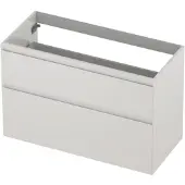 Ink Onderkast 100x45cm - Greeploos - 2 Lades Asymmetrisch - Hoogglans Wit - Badkamermeubels, Wastafelonderkasten - 8718835128203