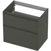 Ink Onderkast 70x45cm - Greeploos - 2 Lades Asymmetrisch - Mat Beton Groen - Badkamermeubels, Wastafelonderkasten - 8718835128036